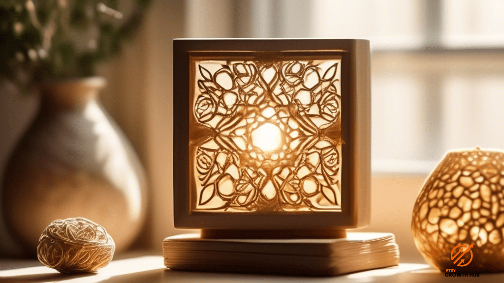 Close-up shot of a handmade product illuminated by soft, golden sunlight streaming through a window, showcasing intricate details and textures, demonstrating how Instagram Stories can engage with your Etsy shop.