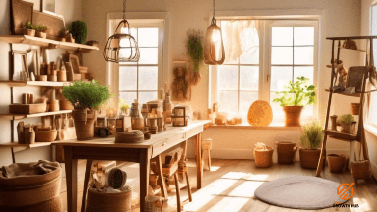 Alt Text: Brightly lit room showcasing a well-organized Etsy shop, filled with beautifully crafted products, bathed in sunlight, attracting customers with their irresistible charm.